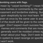 PoliticsTOO rule no carpet-bombing users with flags