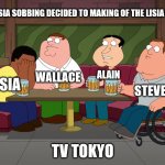 But Lisia sobbing decided to making of The Lisia Show | BUT LISIA SOBBING DECIDED TO MAKING OF THE LISIA SHOW; ALAIN; WALLACE; LISIA; STEVEN; TV TOKYO | image tagged in cleveland sobbing,memes,pokemon,anime | made w/ Imgflip meme maker