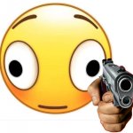 flushed emoji holding gun