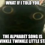 hjhhjhjhjhjhjggdhgbfugdyrsdhdtrk,yfxdfrm | WHAT IF I TOLD YOU; THE ALPHABET SONG IS TWINKLE TWINKLE LITTLE STAR | image tagged in jinx the cat | made w/ Imgflip meme maker