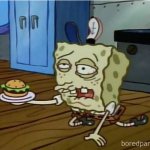 SICK SPONGEBOB WITH A BURGER