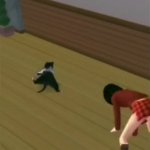 Cat breakdancing, but the girl breakdances too GIF Template