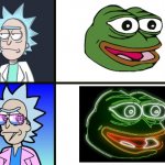 Neon is always cool | image tagged in 80's rick,pepe,pepe the frog | made w/ Imgflip meme maker