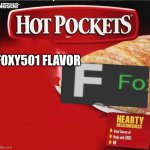 A punishment for foxy501 | FOXY501 FLAVOR | image tagged in hot pocket box | made w/ Imgflip meme maker