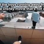 infinite iq title goes here | Me and the boys running away from Area 51 with a Disney movie that’s not a musical | image tagged in gifs,area 51 | made w/ Imgflip video-to-gif maker