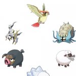 Arceus, Bird Jesus, Lord Helix, sheep o’ fluff, smol snom, and LECHONK | SIX GODS OF POKEMON. PROVE ME WRONG | image tagged in no white and black issues if there were no white black issues | made w/ Imgflip meme maker