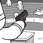 Cartoon shooting a gun