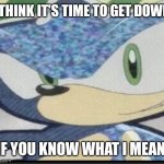 Sonic riders sonic | I THINK IT'S TIME TO GET DOWN; IF YOU KNOW WHAT I MEAN | image tagged in funny memes | made w/ Imgflip meme maker