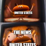 Mitchells Vs. The Machines Burger Eaten | UNITED STATES; THE NEWS; UNITED STATES | image tagged in mitchells vs the machines burger eaten | made w/ Imgflip meme maker