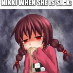 madotsuki antimeme | MADOTSUKI FROM YUME NIKKI WHEN SHE IS SICK: | image tagged in 4chan logo throw up anime girl,yume nikki,madotsuki,anime,anti meme,anti-meme | made w/ Imgflip meme maker