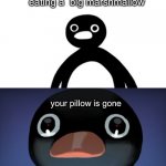 Telepurte Noot Noot | you had a dream of eating a  big marshmallow your pillow is gone | image tagged in telepurte noot noot | made w/ Imgflip meme maker