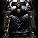 Grim reaper on skull throne meme