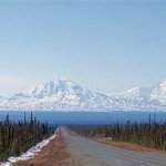 distant snowy mountains