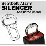Seatbelt alarm silencer and bottle opener