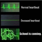 Be brave soldiers.. Be brave | School is coming. | image tagged in heartbeat normal heartbeat deceased heartbeat | made w/ Imgflip meme maker