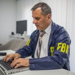 FBI typing on computer