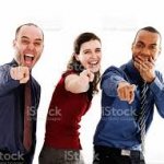 Laughing group of people that are pointing meme