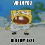 :0 | WHEN YOU; BOTTOM TEXT | image tagged in 0 spongebob,bottom text | made w/ Imgflip meme maker