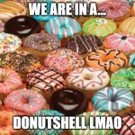 donuts | WE ARE IN A... DONUTSHELL LMAO | image tagged in donuts | made w/ Imgflip meme maker