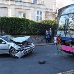 Bus and car crash