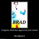 Brad approves your meme meme