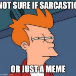 Rt | NOT SURE IF SARCASTIC OR JUST A MEME | image tagged in memes,futurama fry | made w/ Imgflip meme maker
