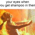shampoo does hurt your eyes | your eyes when you get shampoo in them | image tagged in terminator nuke | made w/ Imgflip meme maker