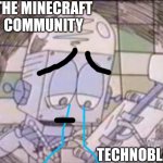 Press F to Pay Respects | THE MINECRAFT COMMUNITY; TECHNOBLADE | image tagged in sad robot jones,the f in the chat,technoblade,press f to pay respects,memes,sad | made w/ Imgflip meme maker