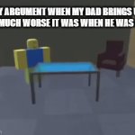Cant think of a title right now, I'm busy trying to find out who asked | MY ARGUMENT WHEN MY DAD BRINGS UP HOW MUCH WORSE IT WAS WHEN HE WAS A KID: | image tagged in gifs,roblox,dad | made w/ Imgflip video-to-gif maker