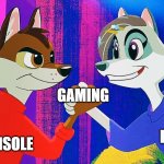 Handshake (Furry) | GAMING; CONSOLE; PC | image tagged in handshake furry,gaming | made w/ Imgflip meme maker