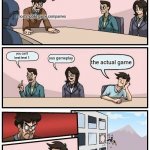 [Insert title here, Adam.] | Alright, what kind of ad should we do? you can't
beat level 1 sus gameplay the actual game most mobile game companies | image tagged in memes,boardroom meeting suggestion | made w/ Imgflip meme maker