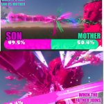 Mom vs father ( I don't know why thear 2 of this memes ) | WHEN IT'S JUST SON VS MOTHER; MOTHER; SON; WHEN THE FATHER JOINS THE SONS SIDE | image tagged in splatoon 2 destruction,mom vs father | made w/ Imgflip meme maker