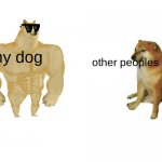 Buff Doge vs. Cheems | other peoples dogs my dog | image tagged in memes,buff doge vs cheems | made w/ Imgflip meme maker