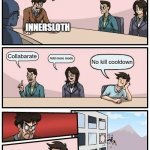 Pls don't innersloth | WE need new updates for Among us! Collabarate Add more mods No kill cooldown INNERSLOTH | image tagged in memes,boardroom meeting suggestion | made w/ Imgflip meme maker