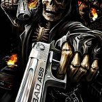 Bad ass skeleton with gun