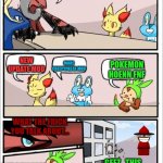 A REGULAR MEETING | WHICH IDEA DO YOU WANT FOR A FNF MOD? NEW UPDATE MOD MORE CREEPYPASTA MOD POKEMON HOENN FNF WHAT THE FRICK YOU TALK ABOUT... BUT RAYQUAZA IS | image tagged in pokemon board meeting,pokemon,pokemon memes,fnf,fnf custom week,memes | made w/ Imgflip meme maker