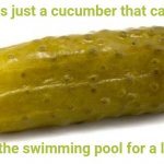 Pickle | A pickle is just a cucumber that came from; diving in the swimming pool for a long time | image tagged in pickle,pickles,funny,memes,blank white template,change my mind | made w/ Imgflip meme maker