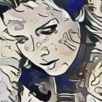 Kim Wilde black & white AI art