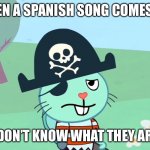 Confused Russell | WHEN A SPANISH SONG COMES ON; AND YOU DON’T KNOW WHAT THEY ARE SAYING. | image tagged in confused russell | made w/ Imgflip meme maker