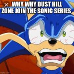 Crazy Sonic | WHY WHY DUST HILL ZONE JOIN THE SONIC SERIES | image tagged in funny memes | made w/ Imgflip meme maker