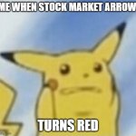 scared pikachu | ME WHEN STOCK MARKET ARROW; TURNS RED | image tagged in scared pikachu | made w/ Imgflip meme maker