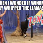 Zonk | WHEN I WONDER IF WINAMP REALLY WHIPPED THE LLAMAS ASS | image tagged in zonk,program,ass,metaphor,irony | made w/ Imgflip meme maker
