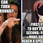 Smudge the cat | WHAT CAN I DO TO TURN MY LIFE AROUND? FIRST, YOU NEED TO BUY A DELOREAN.  SECOND,  YOU NEED TO MAKE SURE IT CAN REACH A SPEED OF 88 MPH... | image tagged in smudge the cat,woman yelling at cat,back to the future,funny memes | made w/ Imgflip meme maker