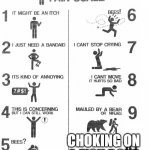 Improved Pain Scale | CHOKING ON A FISH BONE | image tagged in improved pain scale | made w/ Imgflip meme maker