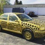 car filled with holes