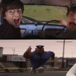 Officer Earl chasing Harry and Ron Weasly
