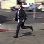 Michael Scott running to work