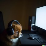 Sad gamer puppy