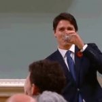 justin trudeau drinking meme