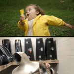 lol | Two different photos, same energy: | image tagged in little girl running away,fat girl running,girl running,tuba mortar,tuba boss,tuba | made w/ Imgflip meme maker